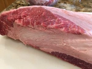 View of brisket fat side