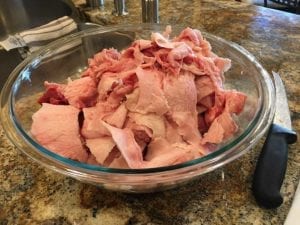 View of brisket fat side