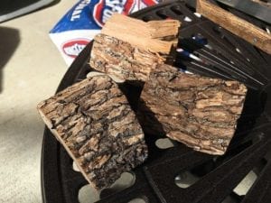 Three chunks of oak smoke wood