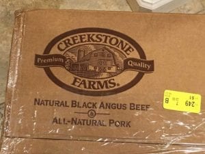 Close-up of Creekstone Farms box label