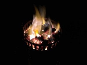 Lighting 40 briquets in upside down Weber chimney starter
