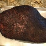 Brisket ready for wrapping in pink butcher paper