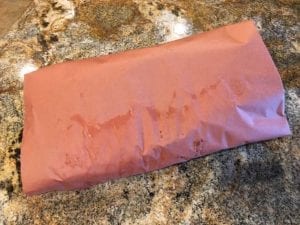 Wrapped brisket ready to go back into WSM