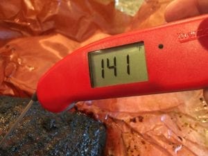 Thermapen shows 141F internal meat temp