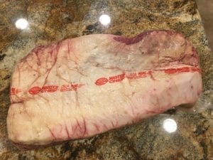 View of brisket fat side