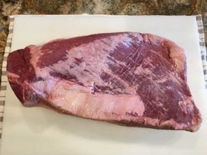 View of brisket lean side before trimming