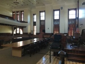 View inside courtroom