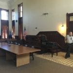 View of the judge's bench and deputy