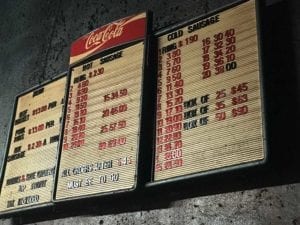 Menu board high on the wall