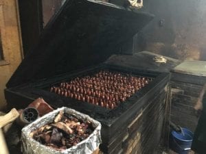 Pit filled with sausage rings