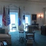 Panoramic photo of Johnson oval office replica