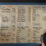 Menu written on white butcher paper