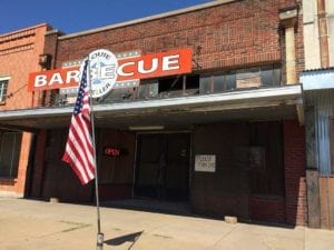 Close-up of Louie Mueller Barbecue storefront