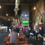 View of the screened-in patio dining area