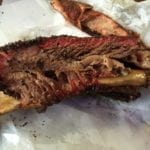 Close-up of famous Louie Mueller beef short rib