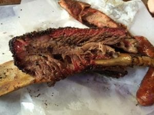 Close-up of famous Louie Mueller beef short rib