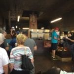 Customers in line at Louie Mueller Barbecue