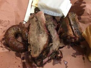Our order of brisket, beef shoulder, sausage and pork spareribs