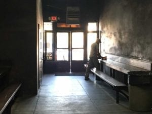 Smoke stained walls in back hallway