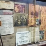 Display case containing old photos