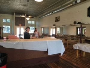 Getting a tour of the new overflow dining room