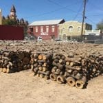 View of the Smitty's Market wood pile