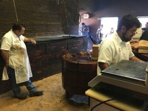 View of the pit room and butcher block