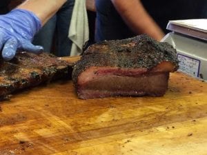 Hunk of brisket on the cutting board