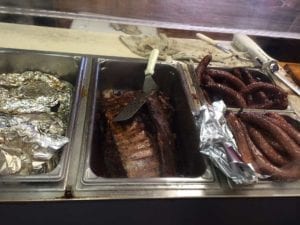 Steam tray of ribs and sausages