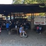 View of the outdoor dining area at Snow's BBQ