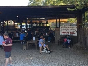 View of the outdoor dining area at Snow's BBQ