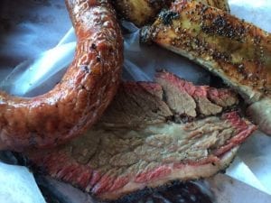 Close-up view of Snow's barbecue meats