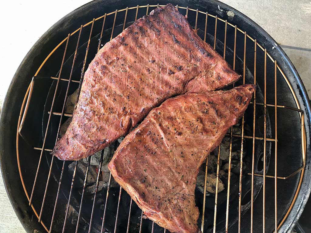 Reverse searing tri-tips directly over hot coals