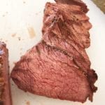 Sliced tri-tip, between medium-rare and medium doneness