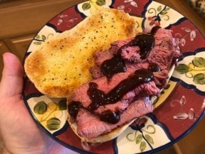 Tri-tip sandwich with barbecue sauce