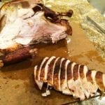 Turkey breast removed from carcass and sliced