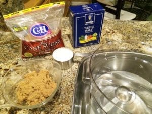 Brine ingredients on counter
