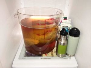 Brine bucket stored in refrigerator