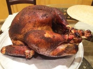 Smoked turkey resting before carving