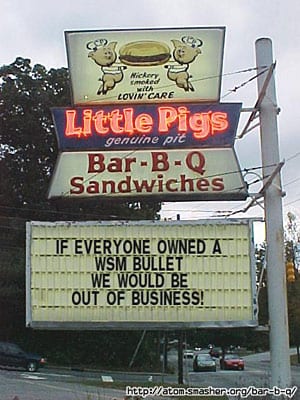 WSM barbecue restaurant sign