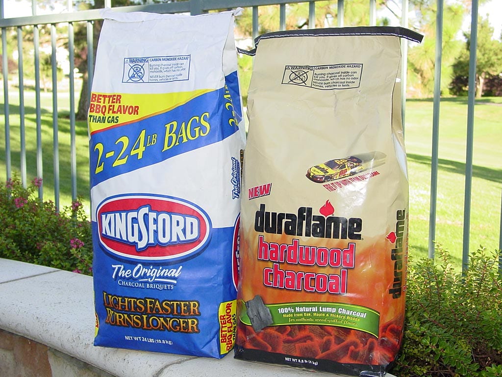 Kingsford Briquettes and Duraflame Lump in bags