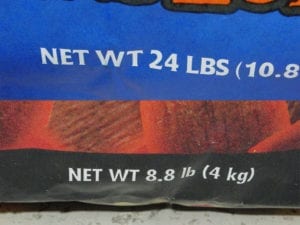 Package weights for Kingsford and Duraflame