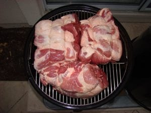 3 pork butts in 18.5" WSM