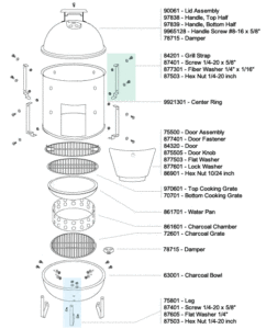 1999 & Earlier Weber Smokey Mountain Cooker Smoker parts schematic