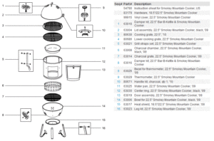 2009-2013 22.5" Weber Smokey Mountain Cooker Smoker parts schematic