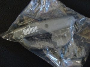Close-up of plastic lid handle