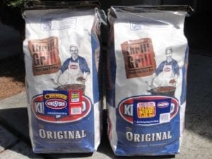 2014 Kingsford Charcoal Briquets (left) and a 2015 bag (right).