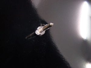 Interior view of thermometer stem and wing nut