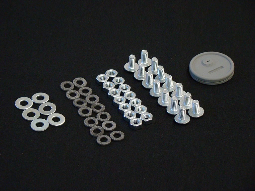 Nuts, bolts, washers, and grommet