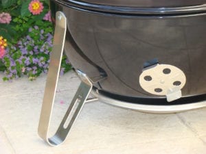 View of leg, bowl damper, and heat shield